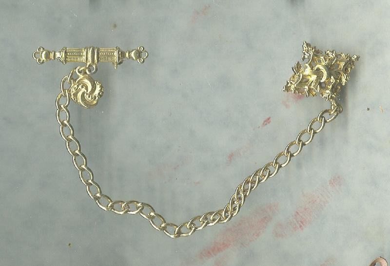 Vintage ART Chatelaine Bar Pin & Chain