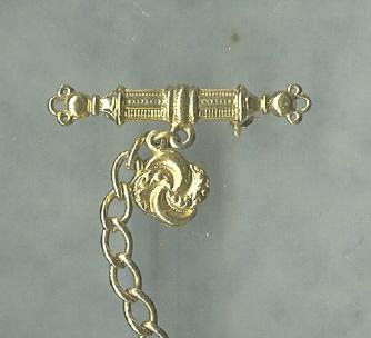 Vintage ART Chatelaine Bar Pin & Chain