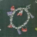 Silver Charm Bracelet w/8 Charms Red Hat, Shoes, Handbags