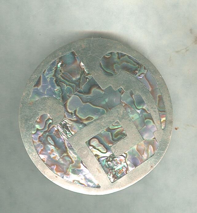 Sterling Silver & Shell Disc Pin