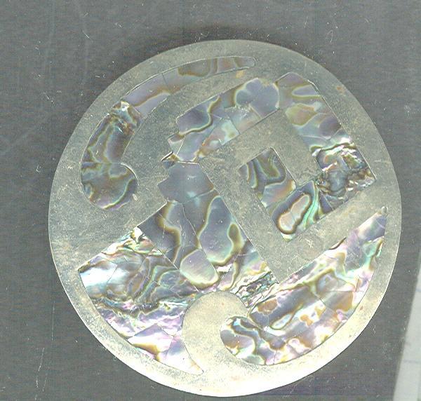 Sterling Silver & Shell Disc Pin