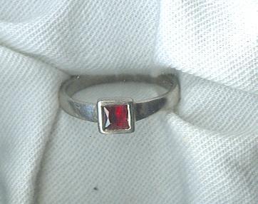 Sterling Silver Band Ring w/ Square Stone