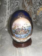 Decorative Porcelain Egg w/Wood Stand