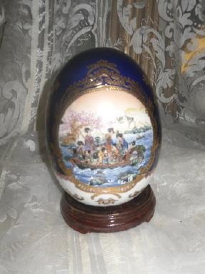 Decorative Porcelain Egg w/Wood Stand