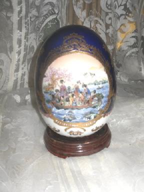 Decorative Porcelain Egg w/Wood Stand