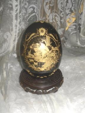 Decorative Porcelain Egg w/Wood Stand