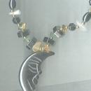 Crescent Moon Glass Pendant Bead Necklace