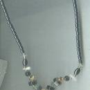 Crescent Moon Glass Pendant Bead Necklace