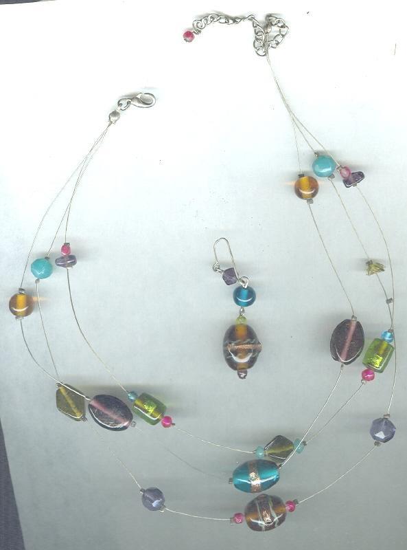 Murano Glass Bead Necklace & Earrings