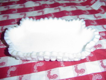Heavy Quilted Milk Glass Dish