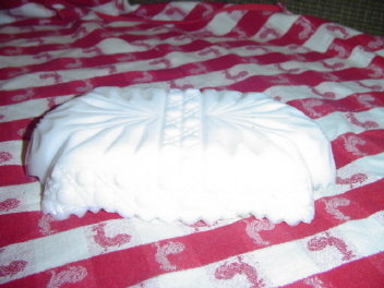 Heavy Quilted Milk Glass Dish