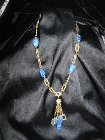 Blue Art Glass Bead Necklace #Statement Necklace