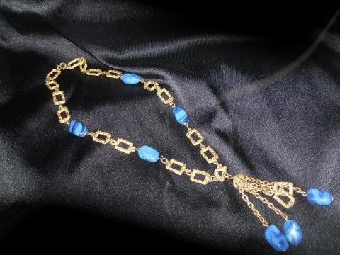 Blue Art Glass Bead Necklace #Statement Necklace
