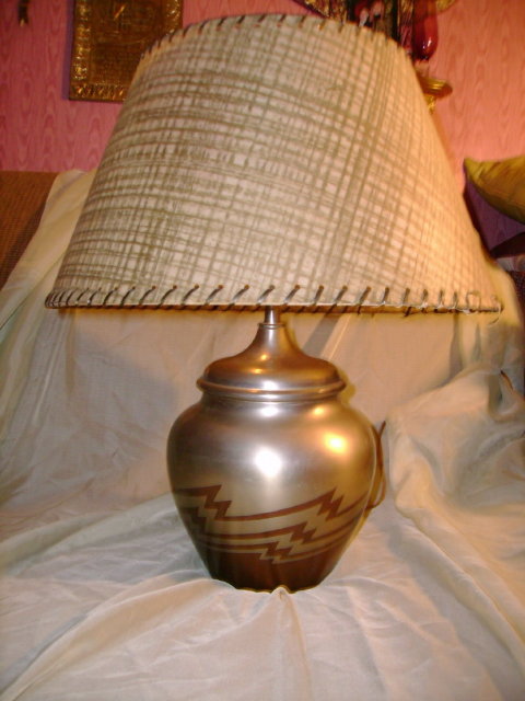 Metal Table Lamp w/Fiberglass Shade