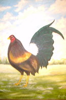 Original Rooster Oil Painting