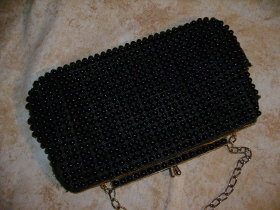 Vintage Black Beaded Handbag