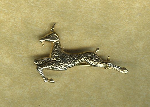 Vintage Damascene Gazelle or Impala Pin