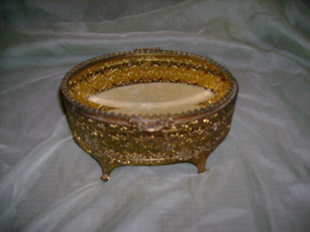 Vintage Ormolu Filigree Jewlery Box