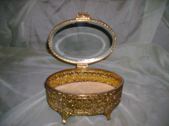 Vintage Ormolu Filigree Jewlery Box