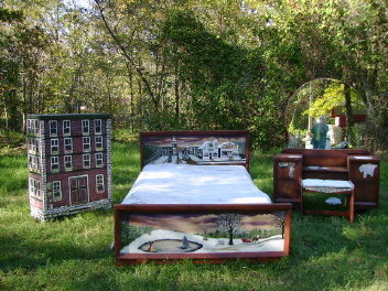 Vintage Bedroom Set Victorian Handpainted Trompe l'oeil