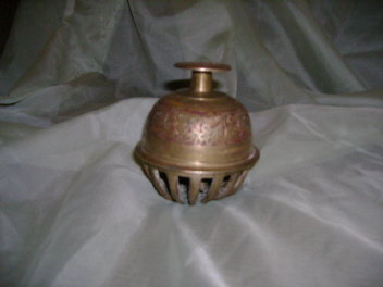 Unusual Antique Brass w/Inlay Crotal