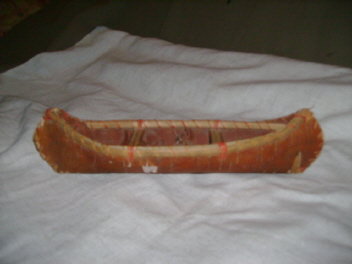 Antique Hand Made Birch Wood Canoe