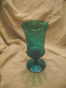 Large Teal Glass Pedestal Dish