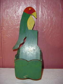 Vintage Wooden Folk Art Bird Wall Pocket