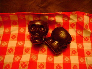 Brown Glaze Pottery Skulls