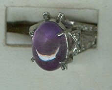 Silvertone Marcasite & Cab Ring
