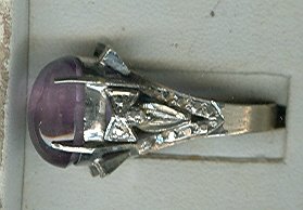 Silvertone Marcasite & Cab Ring