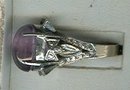 Silvertone Marcasite & Cab Ring