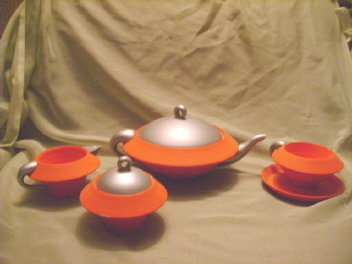 Modern Painted Wood Tea Set