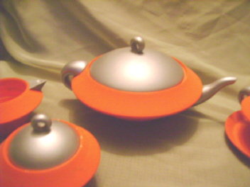 Modern Painted Wood Tea Set