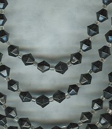 Vintage 6 Strand Black Glass Bead Necklace