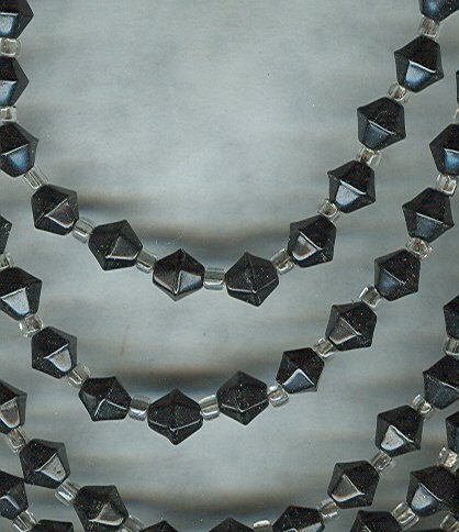 Vintage 6 Strand Black Glass Bead Necklace