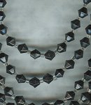 Vintage 6 Strand Black Glass Bead Necklace