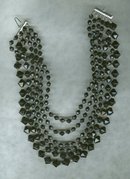 Vintage 6 Strand Black Glass Bead Necklace