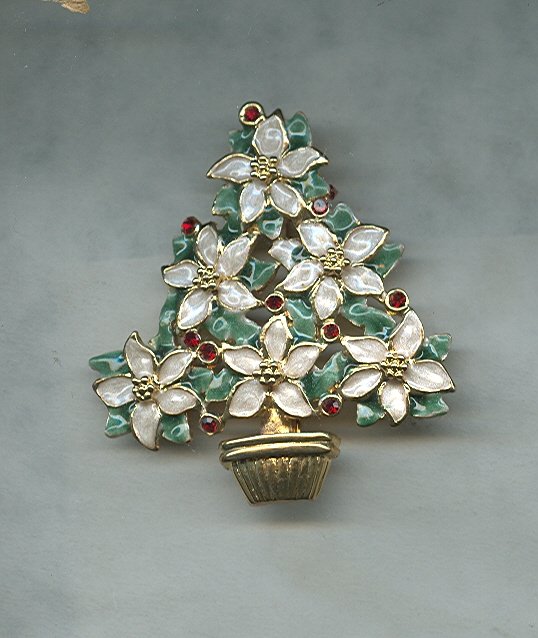 Beautiful Poinsettia Christmas Tree Pin