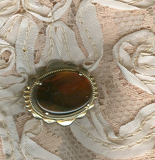 Vintage Tiger Eye Glass Pin