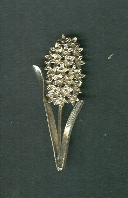 Silver Vermeil Flower Pin marked Napier Sterling
