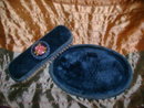 Vintage Velvet Covered Clothes Brush & Tray Set