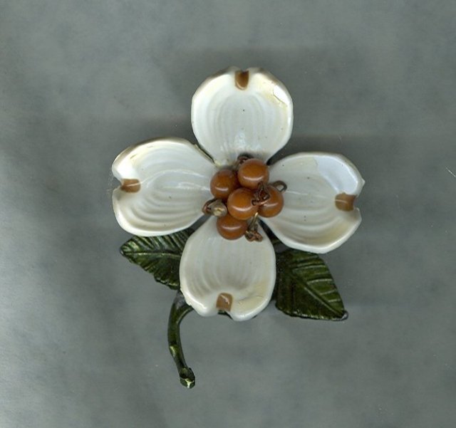 Vintage Enamel Dogwood Flower Pin