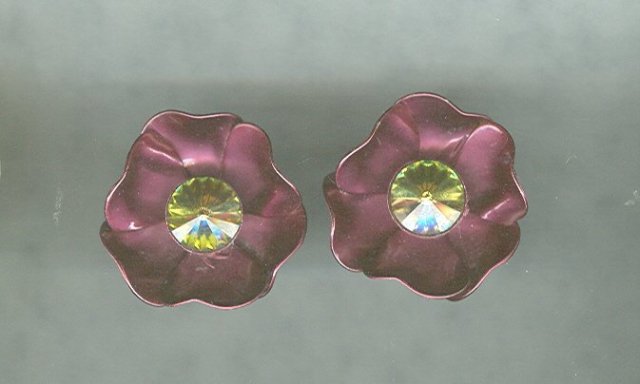 Vintage Watermelon Rivoili & Enamel Earrings