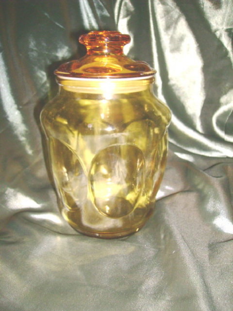 Vintage Amber Glass Cookie Jar