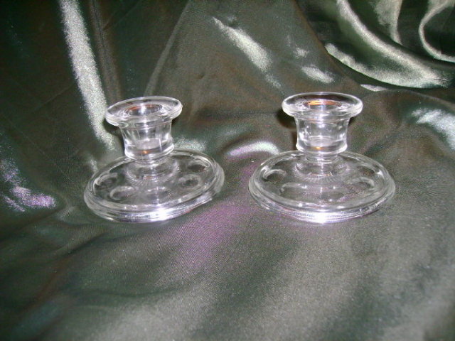 Vintage Glass Candle Holders (Pair)