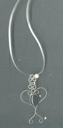 Handmade Silver & Onyx Pendant w/Sterling Chain