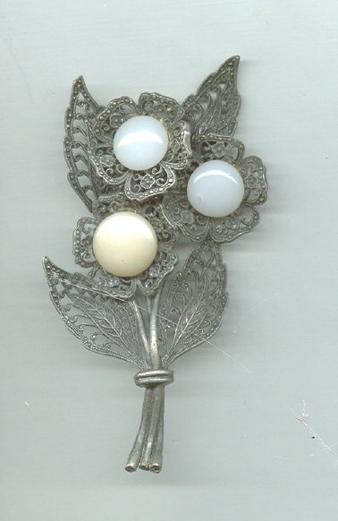 Huge Vintage Filagree Floral Brooch