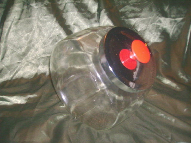 Vintage Glass Cookie Jar or Counter Jar w/Chrome Lid