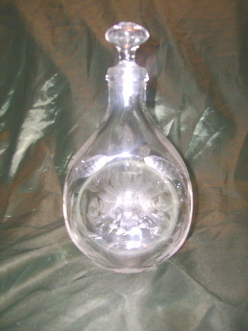 Vintage Etched Glass Decanter w/Stopper
